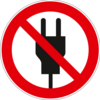 WENKO BAD Funktionell Icon Ein Icon mit einem durchgestrichenen Stecker, welches die Funktion "Leuchten ohne Wasserlauf" von WENKO zeigt