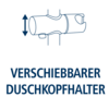 WENKO BAD verschiebbarer Duschkopfhalter Icon Ein blau-weißes Icon für den verschiebbaren Duschkopfhalter der LED Duschstange
