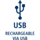 WENKO BAD USB aufladbar Icon Ein blau-weißes Icon für USB aufladbar der LED Duschstange