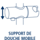 WENKO BAD verschiebbarer Duschkopfhalter Icon Ein blau-weißes Icon für den verschiebbaren Duschkopfhalter der LED Duschstange
