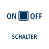 WENKO BAD On-Off Schalter Icon Ein blau-weißes Icon für den On-Off Schalter der LED Duschstange