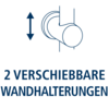 WENKO BAD 2 verschiebbare Wandhalterungen Icon Ein blau-weißes Icon für die 2 verschiebbaren Wandhalterungen der LED Duschstange